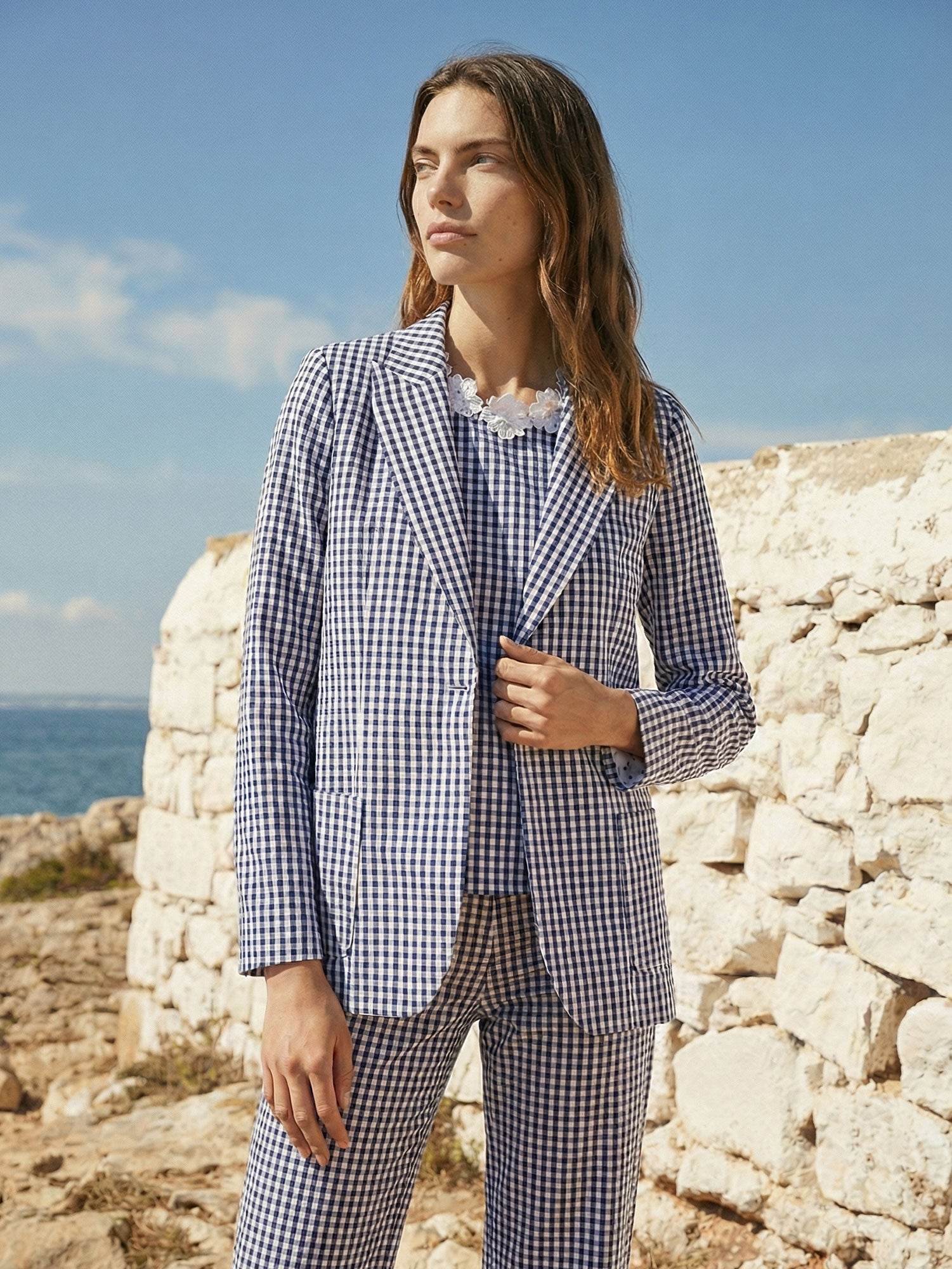 BLUE AND WHITE GINGHAM JACKET