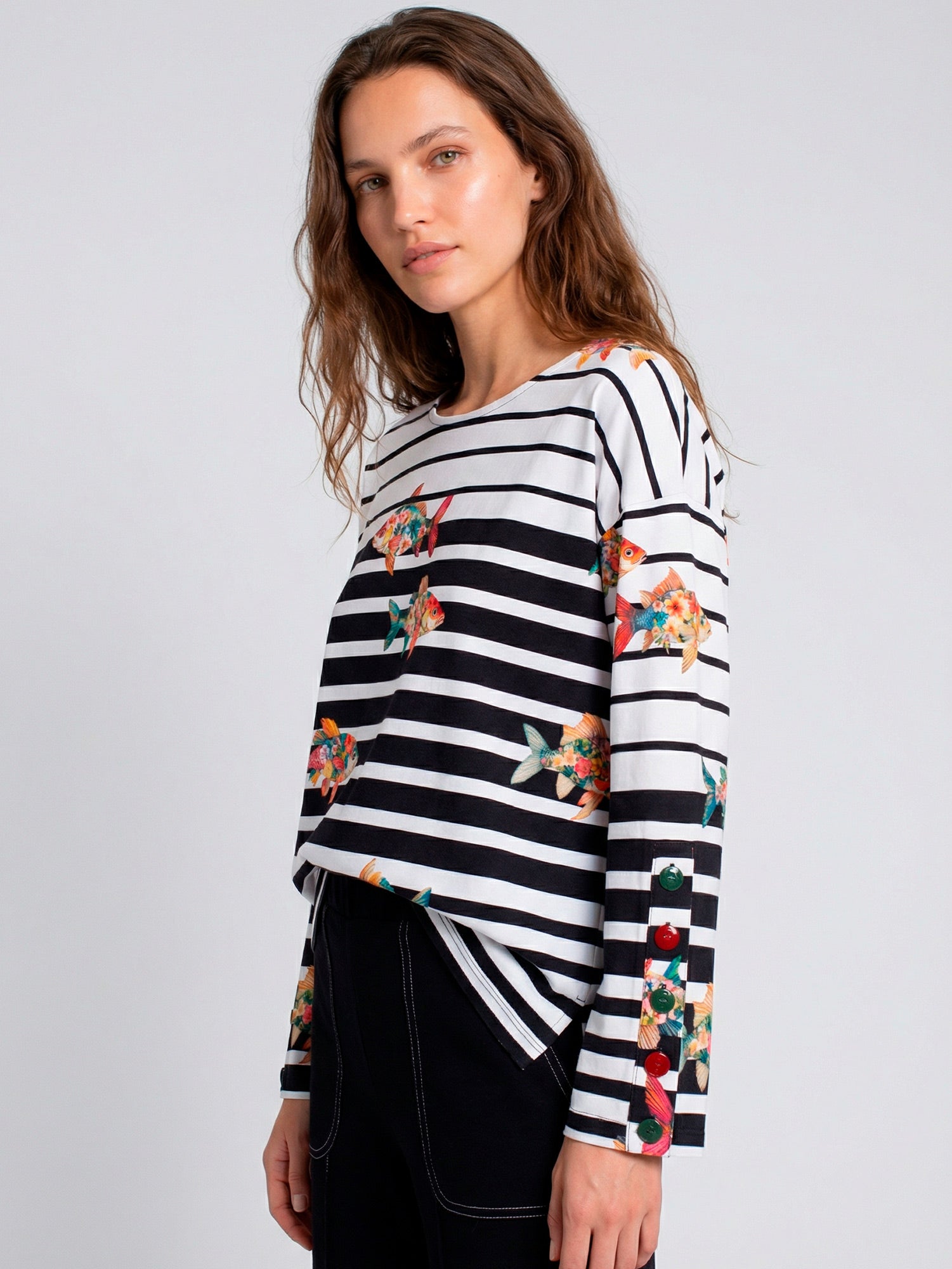 STRIPED FISH LONG SLEEVE T-SHIRT