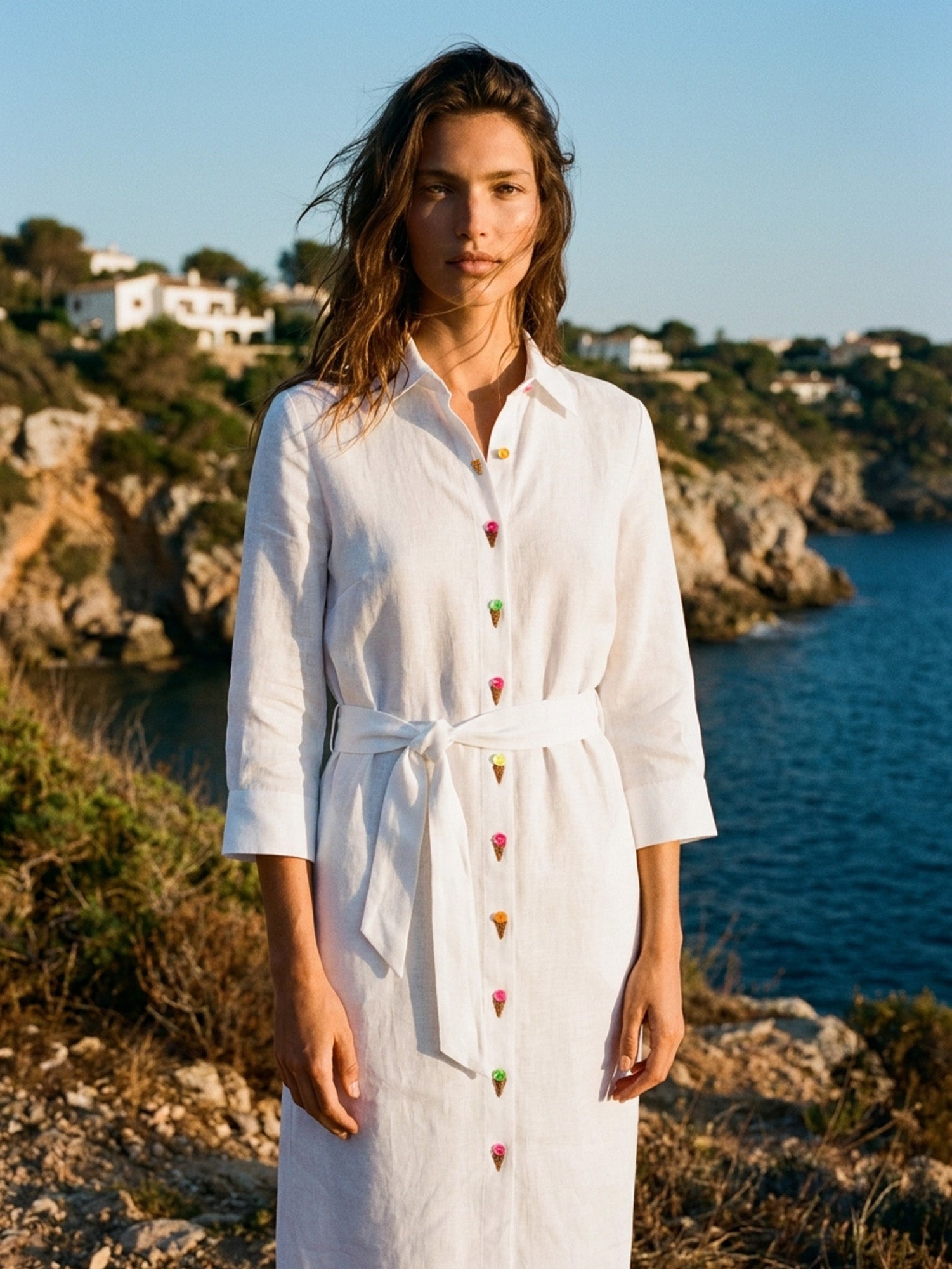 VESTIDO CAMISERO BLANCO HELADOS