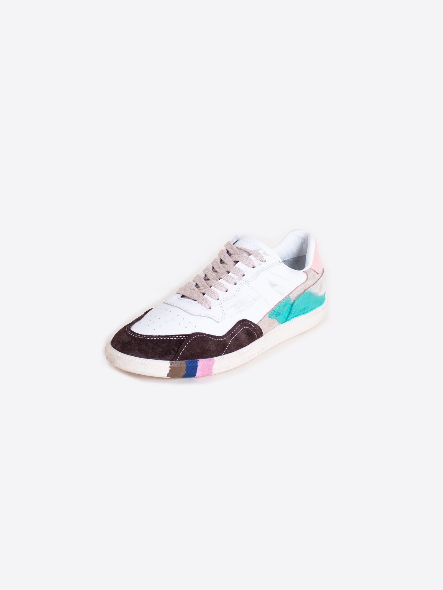 ZAPATO SNEAKER PIEL PUNTERA WITH MIX COLOR MARRON