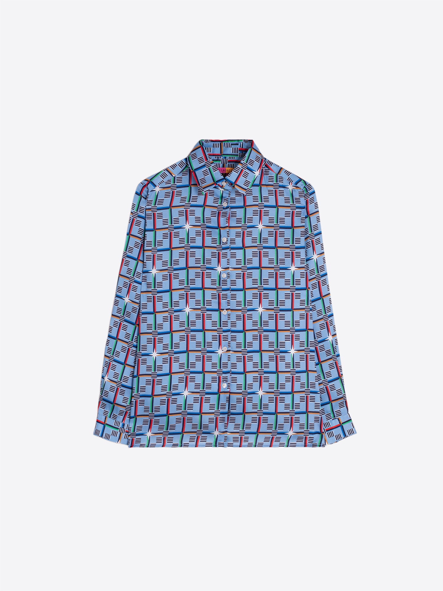 CAMISA ESTAMPADO GEOMÉTRICO AZUL