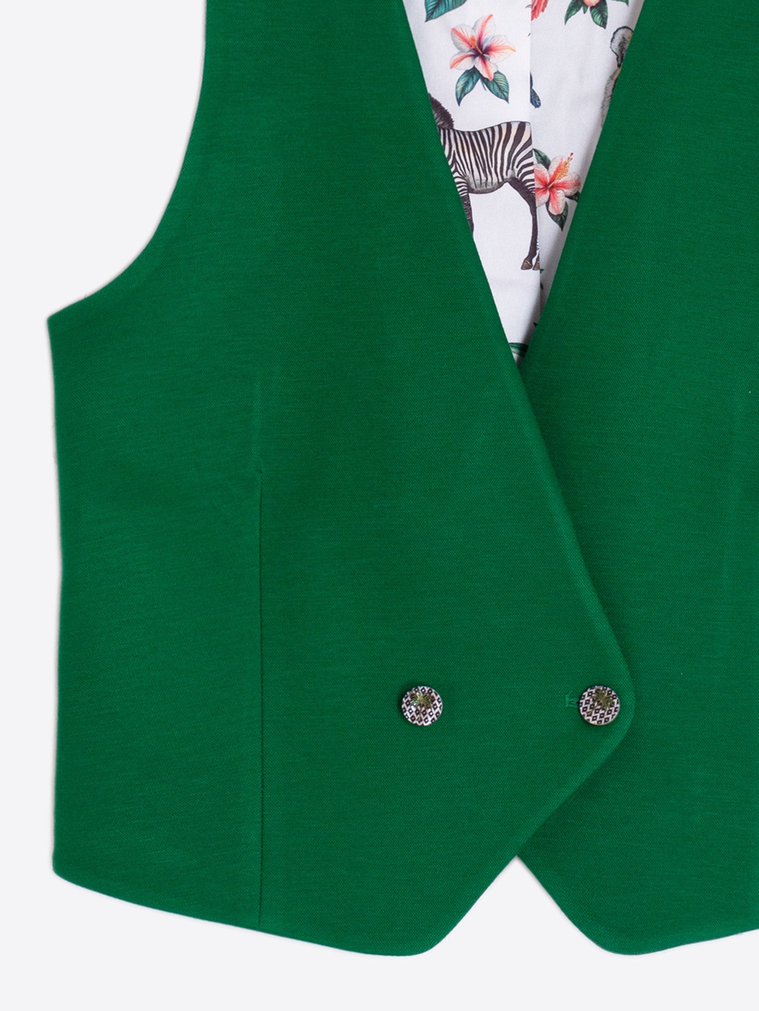 CHALECO VERDE FORRO ESTAMPADO
