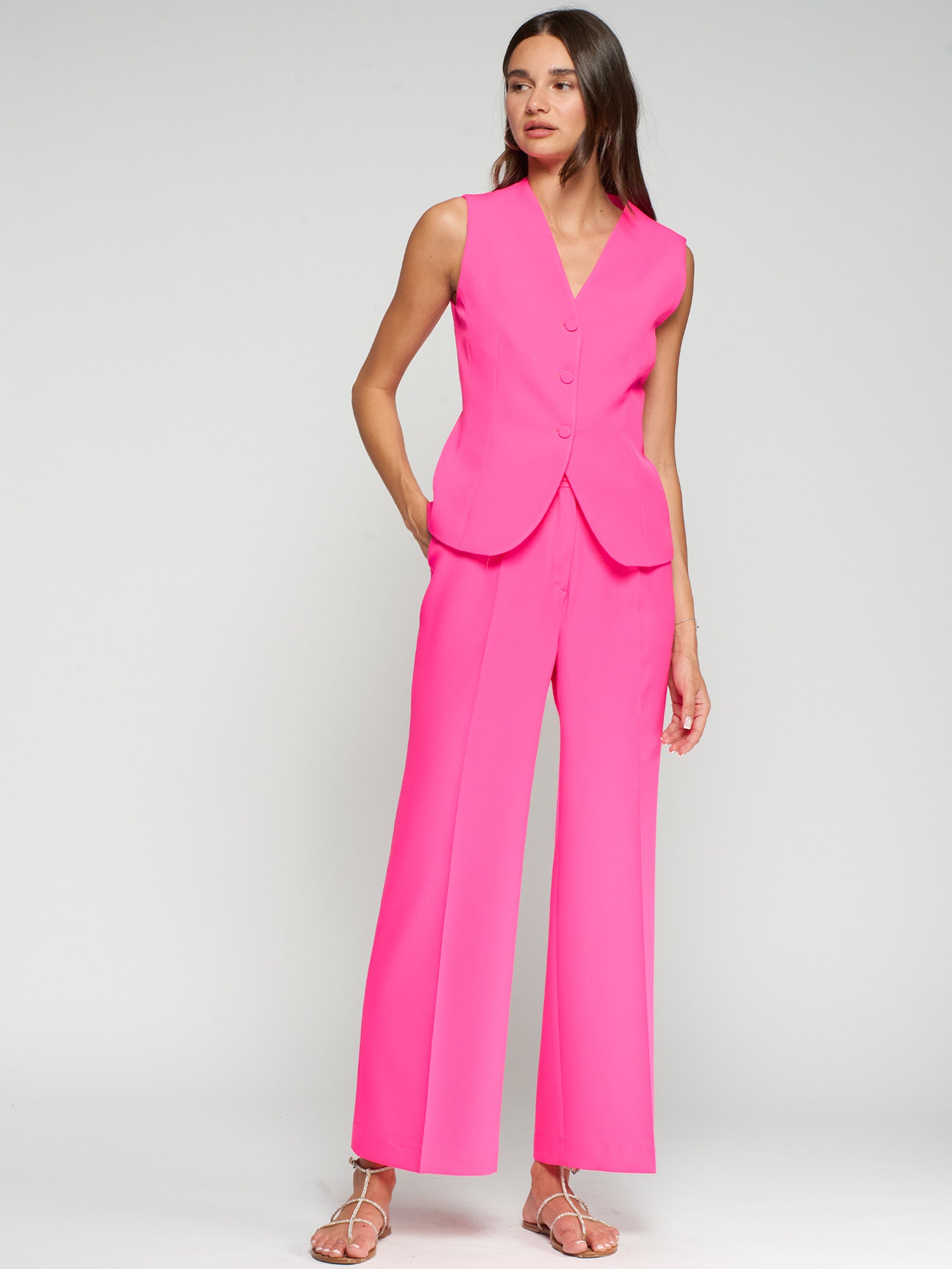PANTALÓN FLARE ROSA FLÚOR