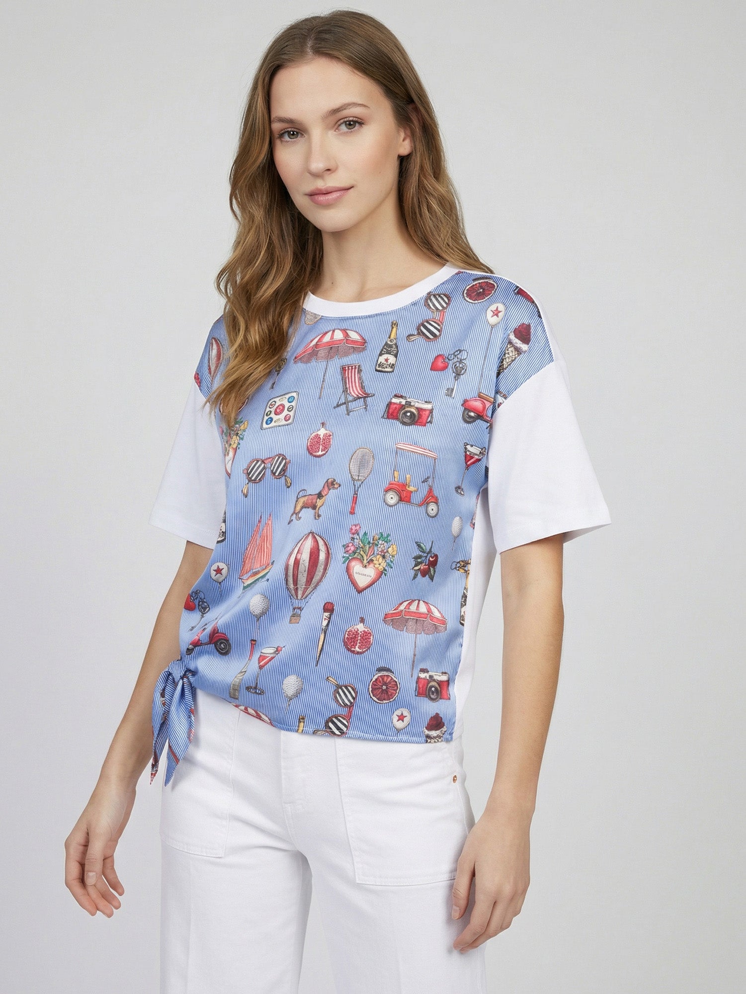 CAMISETA ESTAMPADO MOTIVOS AZUL LAZO LATERAL