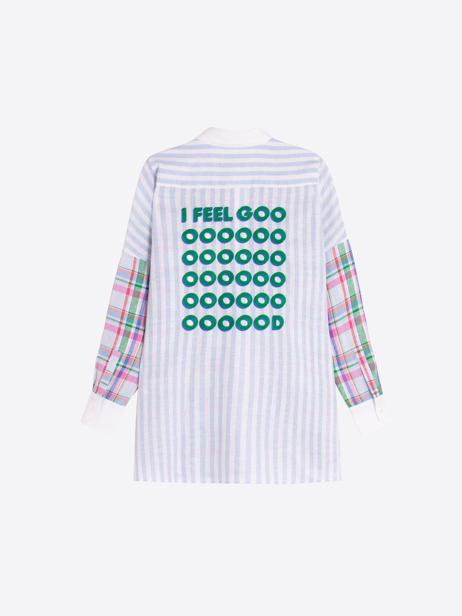 CAMISA CUADROS MULTICOLOR CUELLO BLANCO