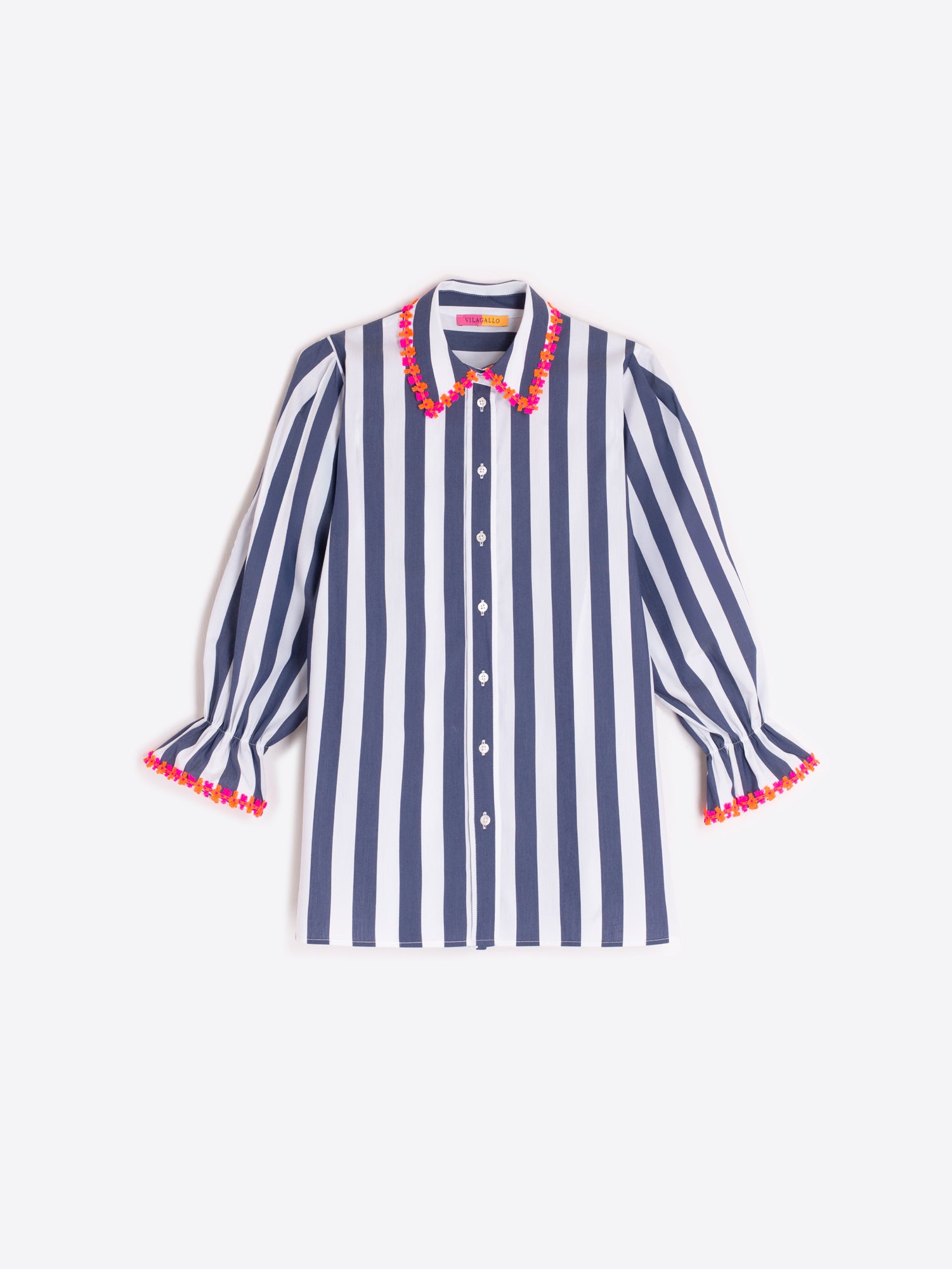 CAMISA RAYAS MARINO DETALLE FLORAL