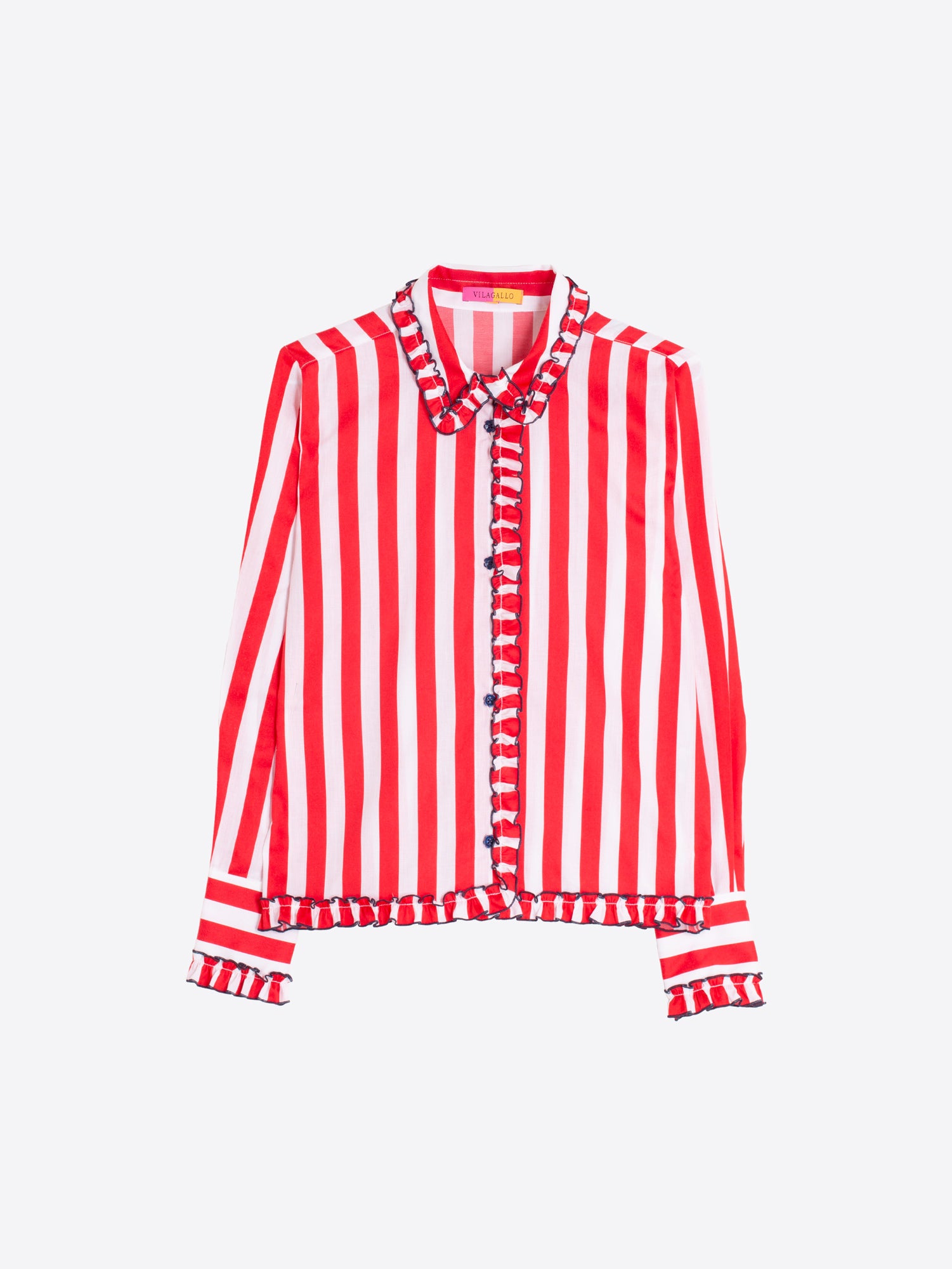 CAMISA RAYAS ROJAS VOLANTES BICOLOR