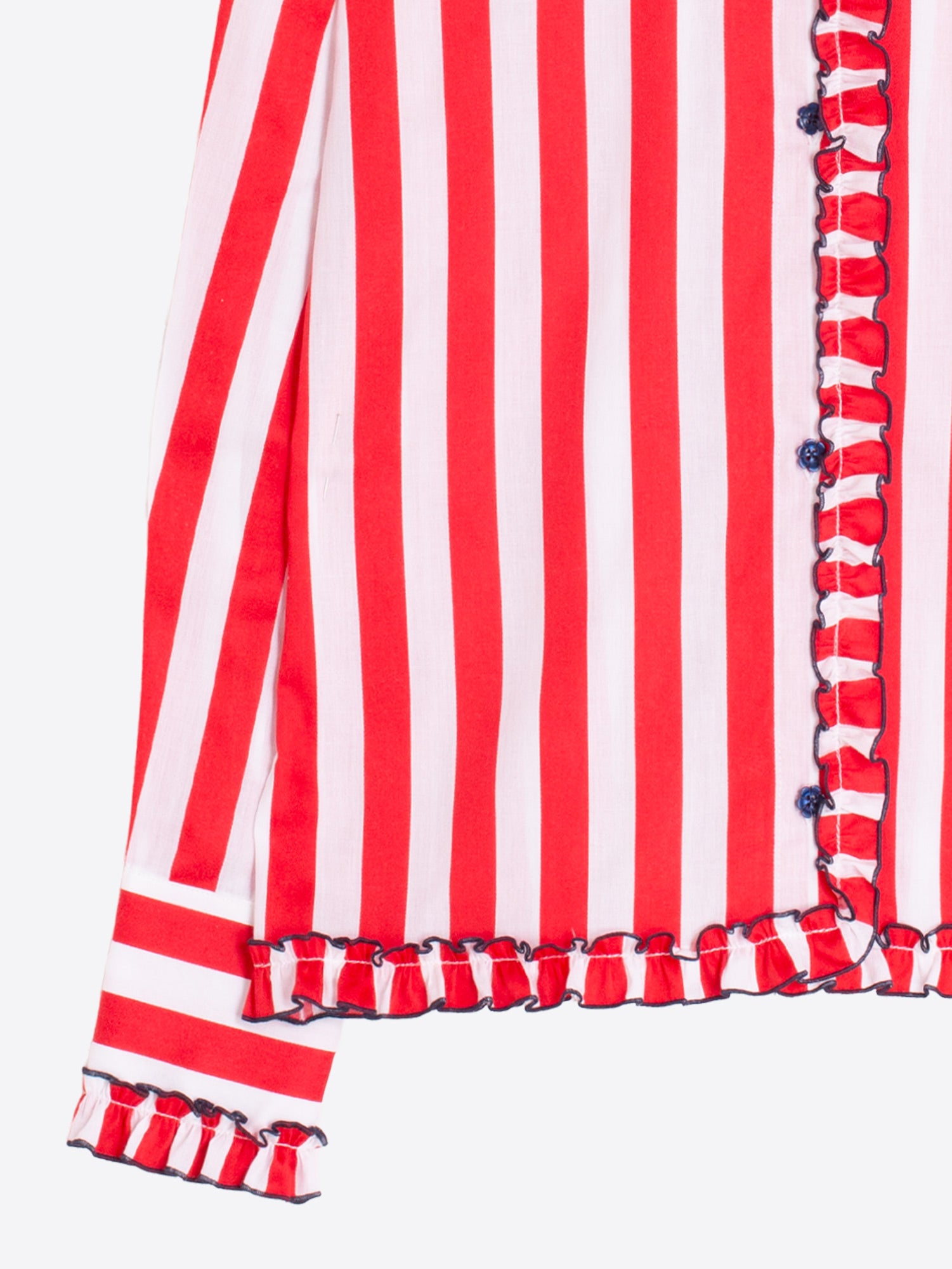 CAMISA RAYAS ROJAS VOLANTES BICOLOR