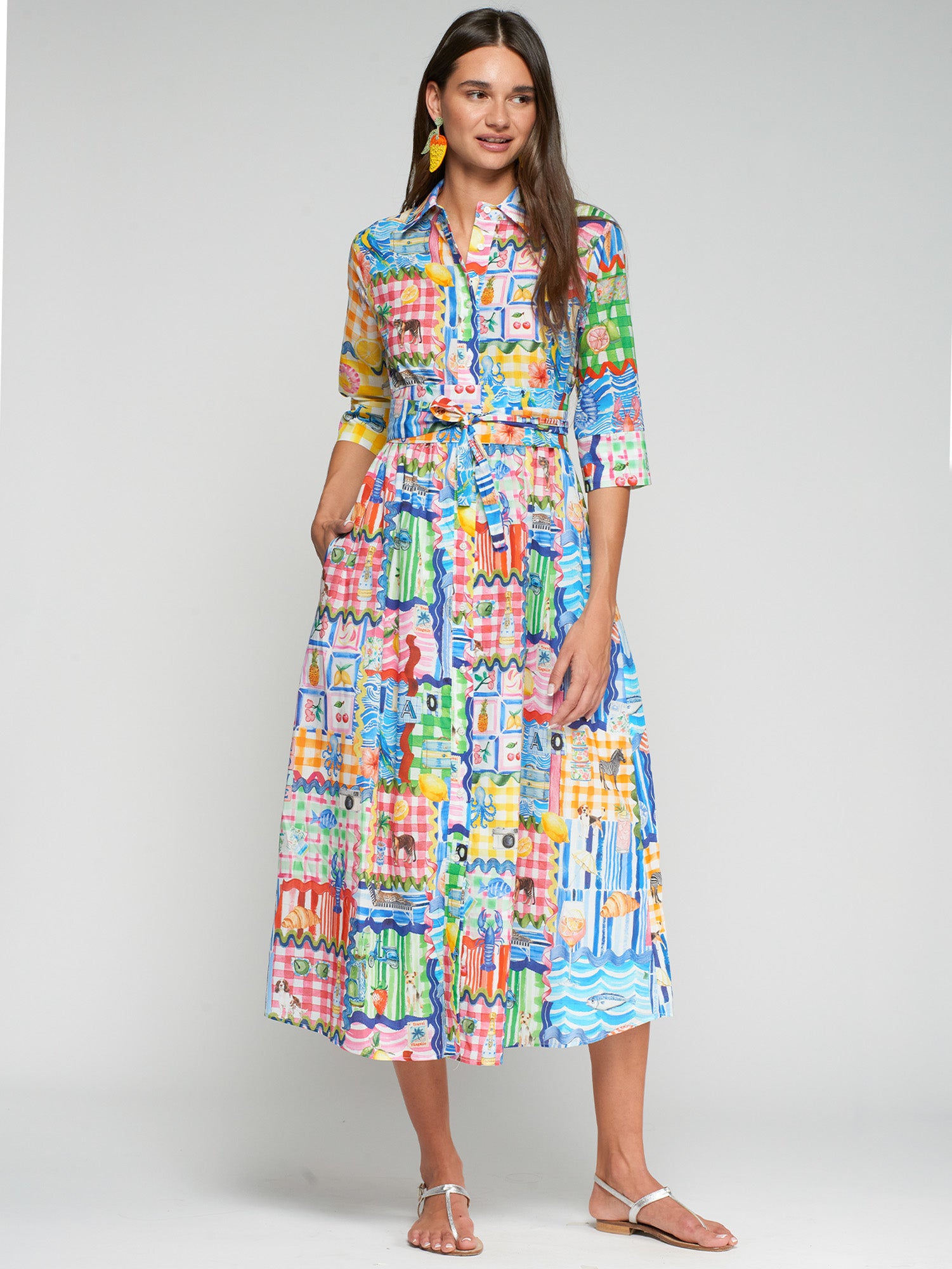 VESTIDO ESTAMPADO MULTICOLOR LAZADA