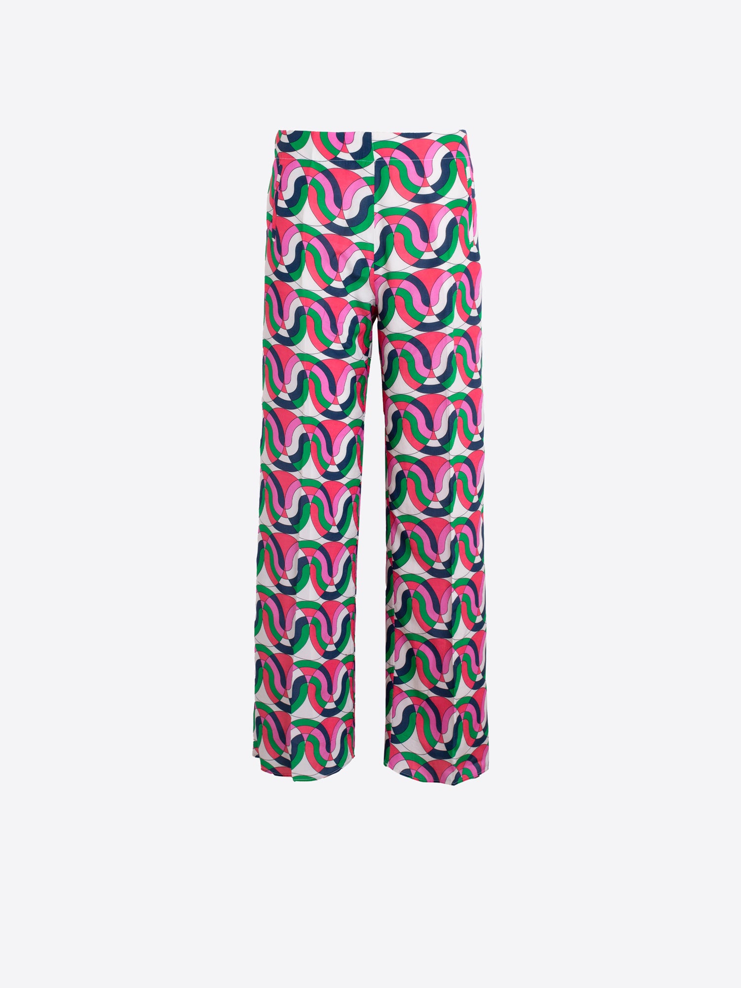 PANTALÓN ESTAMPADO GEOMÉTRICO MULTICOLOR DE PIERNA ANCHA