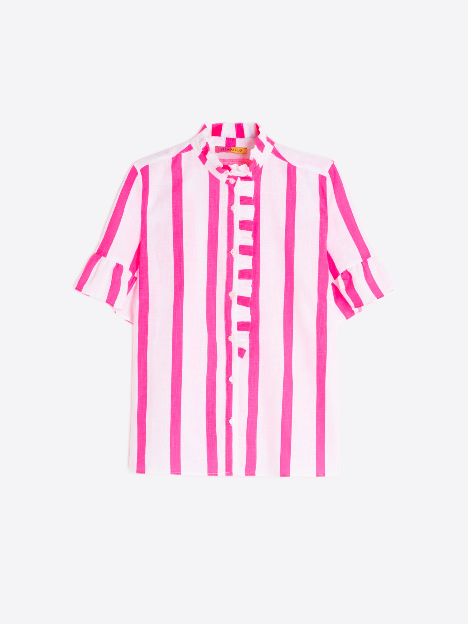CAMISA RAYAS ROSA VOLANTE FRONTAL