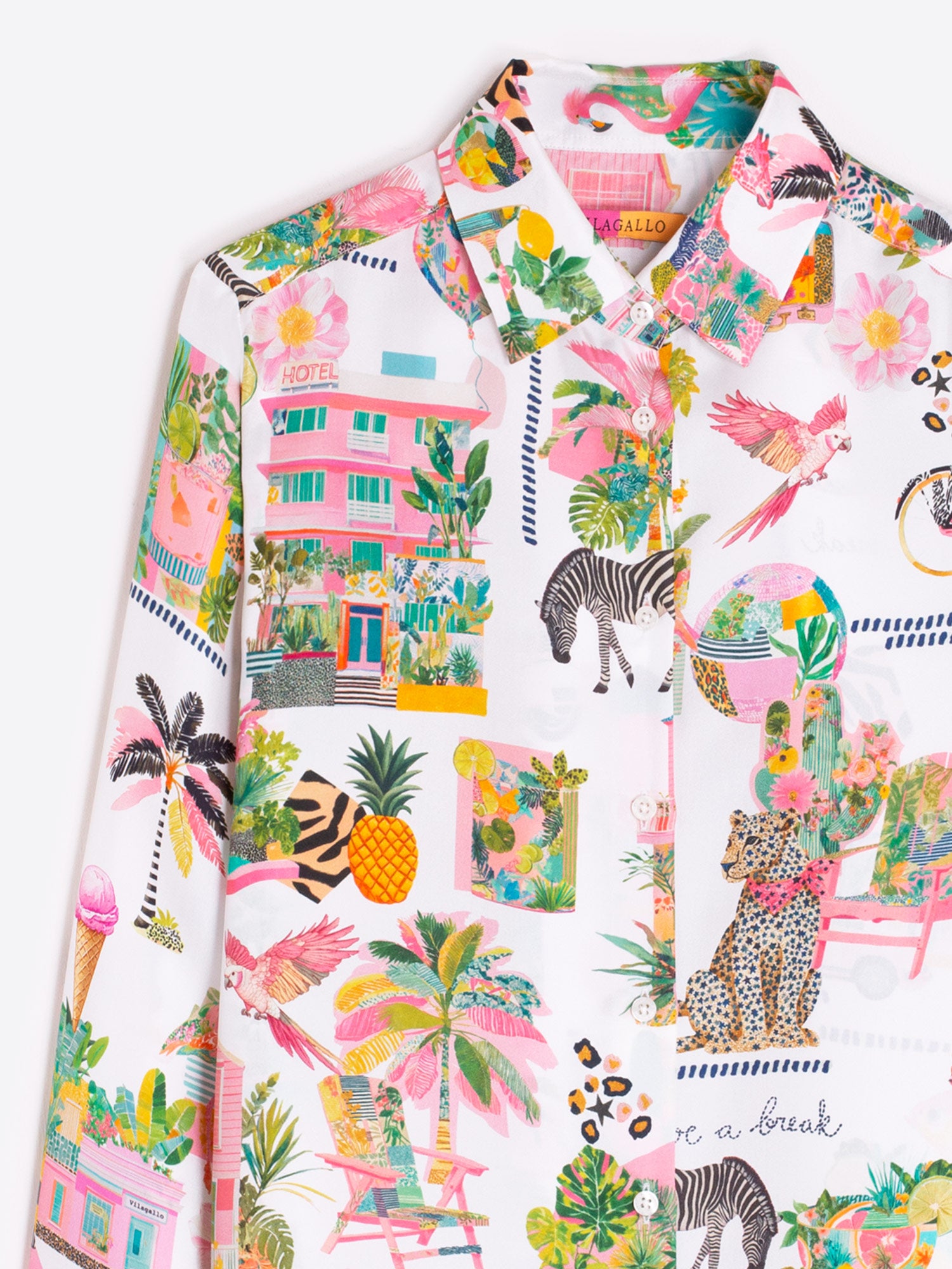 CAMISA BLANCA ESTAMPADO TROPICAL