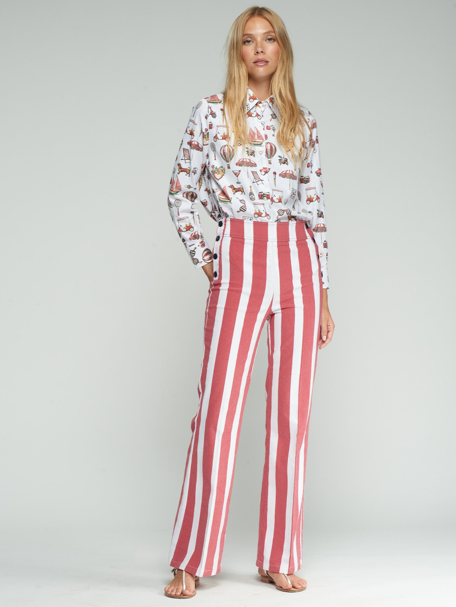PANTALÓN MARINERO RAYAS ROJAS