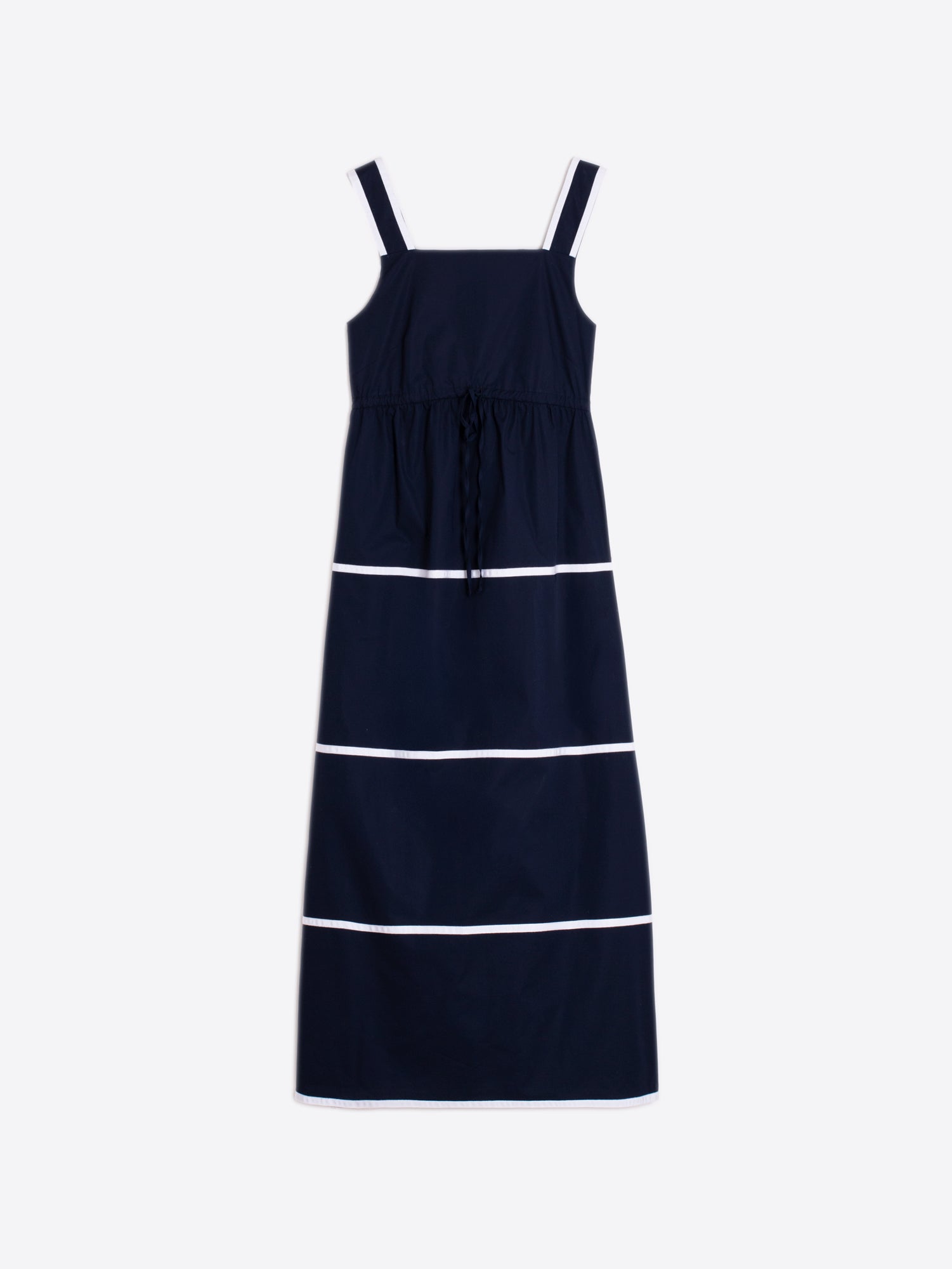 VESTIDO MARINO TIRANTES FRANJAS BLANCAS
