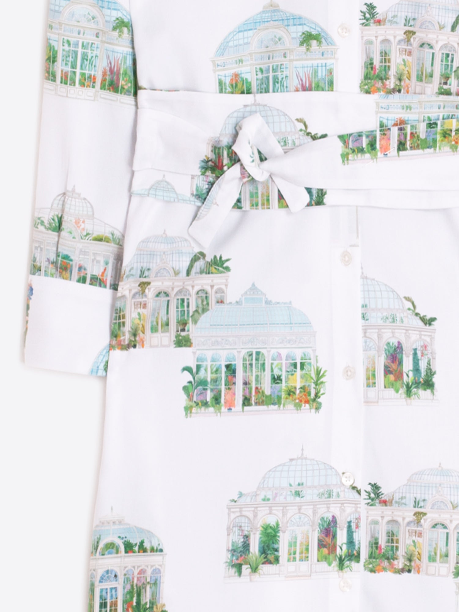 VESTIDO CAMISERO ESTAMPADO INVERNADEROS BLANCO