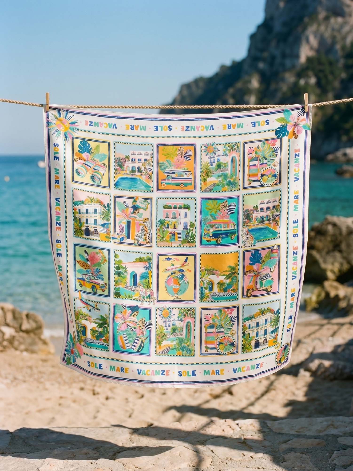 SOLE MARE VACANZE LARGE SILK SCARF