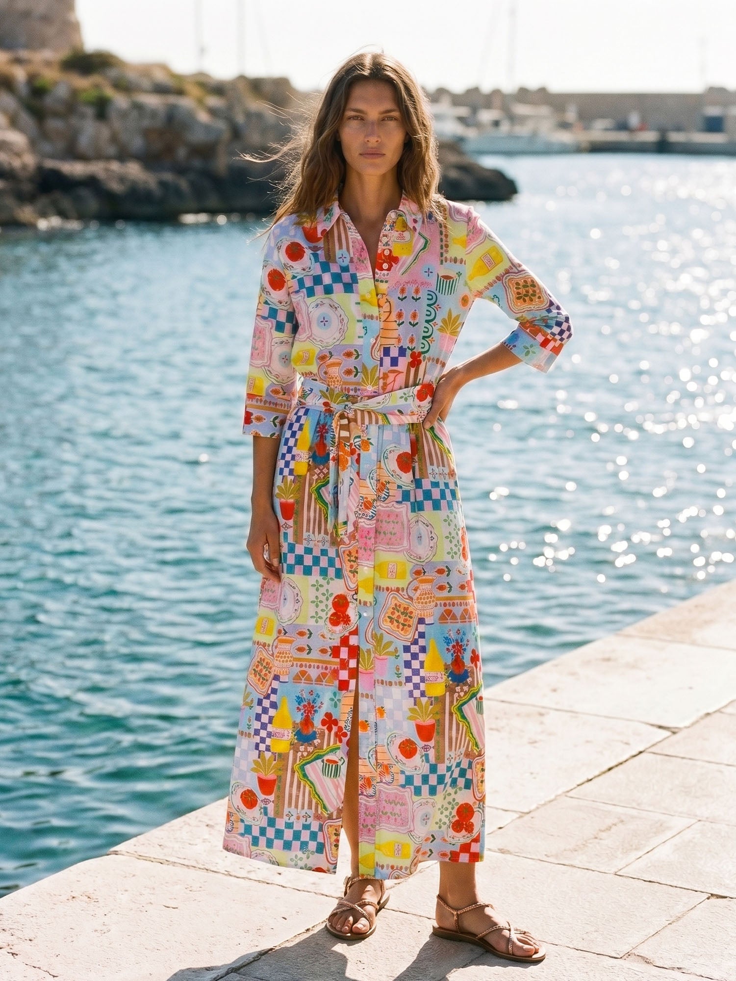 VESTIDO CAMISERO ESTAMPADO PICNIC