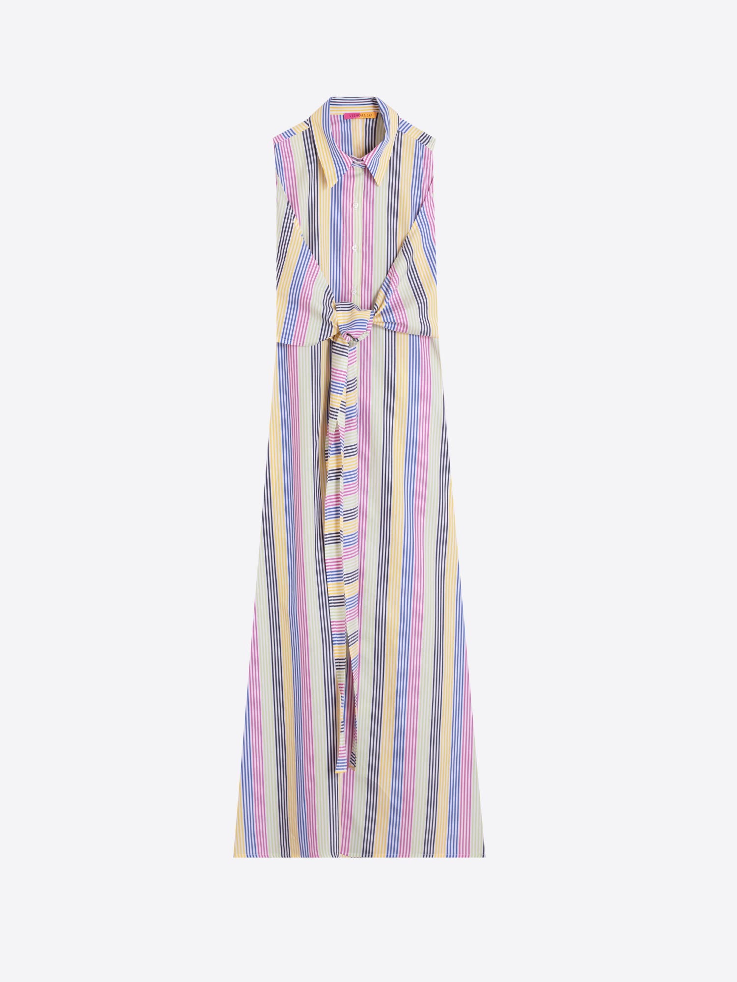 VESTIDO MIDI SIN MANGAS RAYAS MULTICOLOR