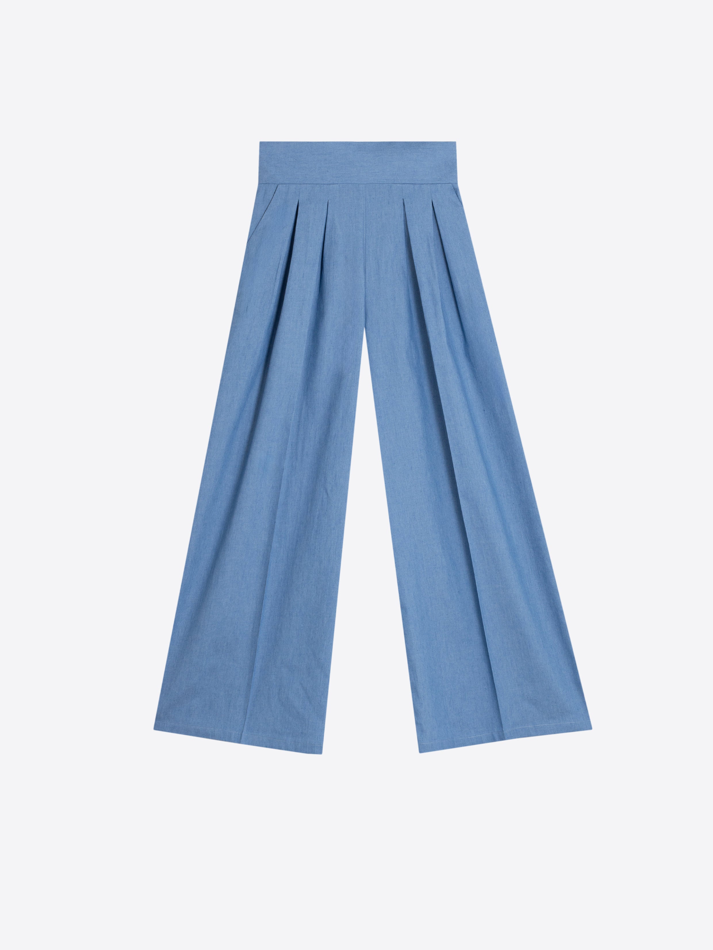 PANTALON PALAZZO AZUL CLARO