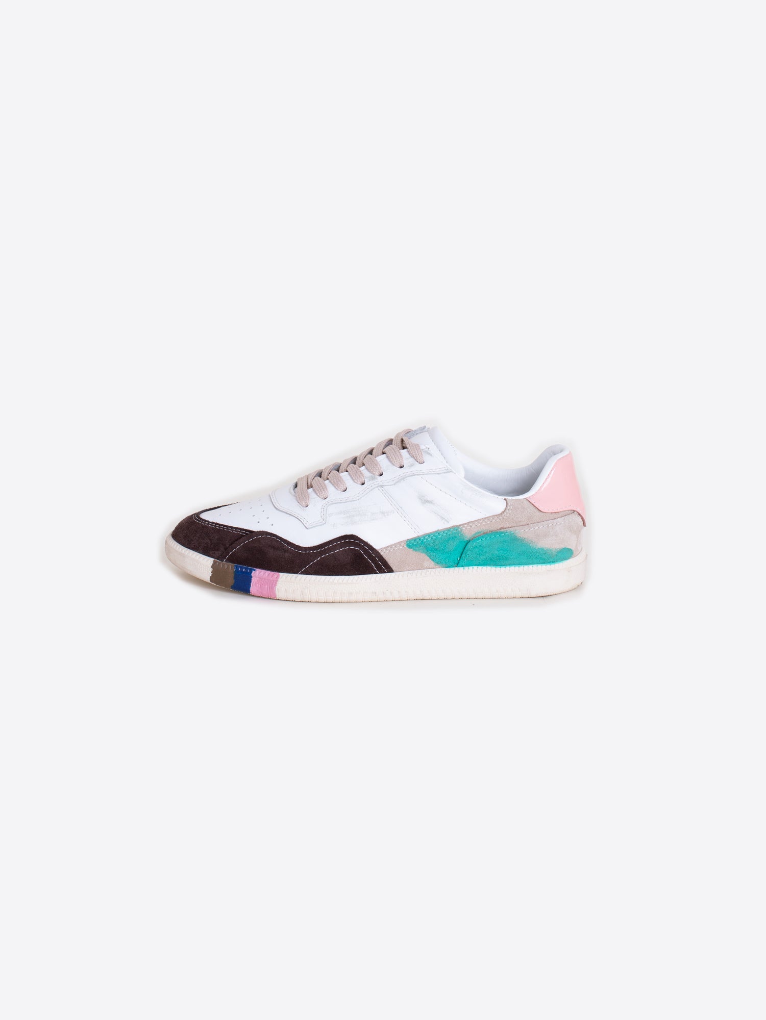 ZAPATO SNEAKER PIEL PUNTERA WITH MIX COLOR MARRON