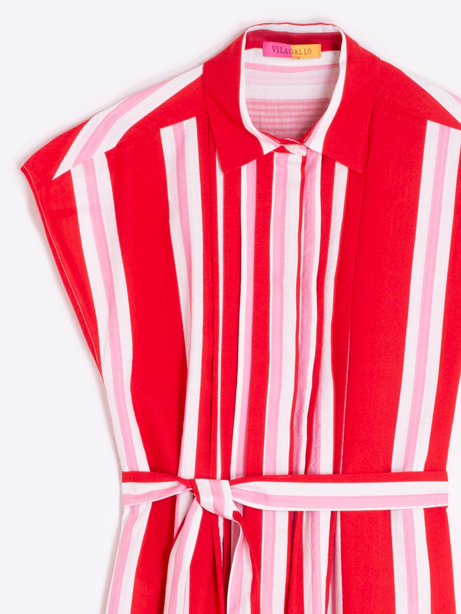VESTIDO MIDI RAYAS ROJO