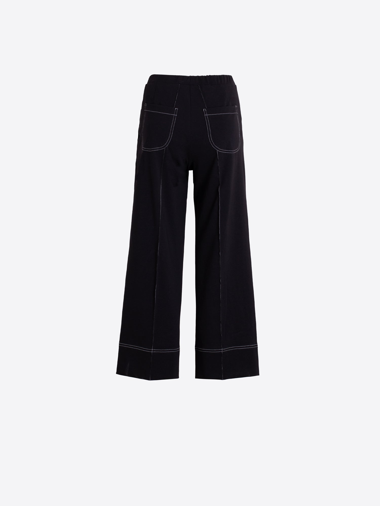 PANTALÓN NEGRO ANCHO COSTURAS CONTRASTE