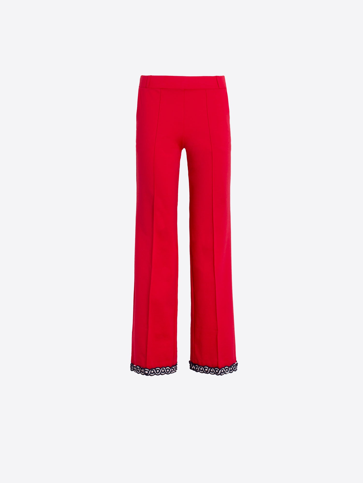 PANTALÓN RECTO ROJO DETALLE EN BAJO