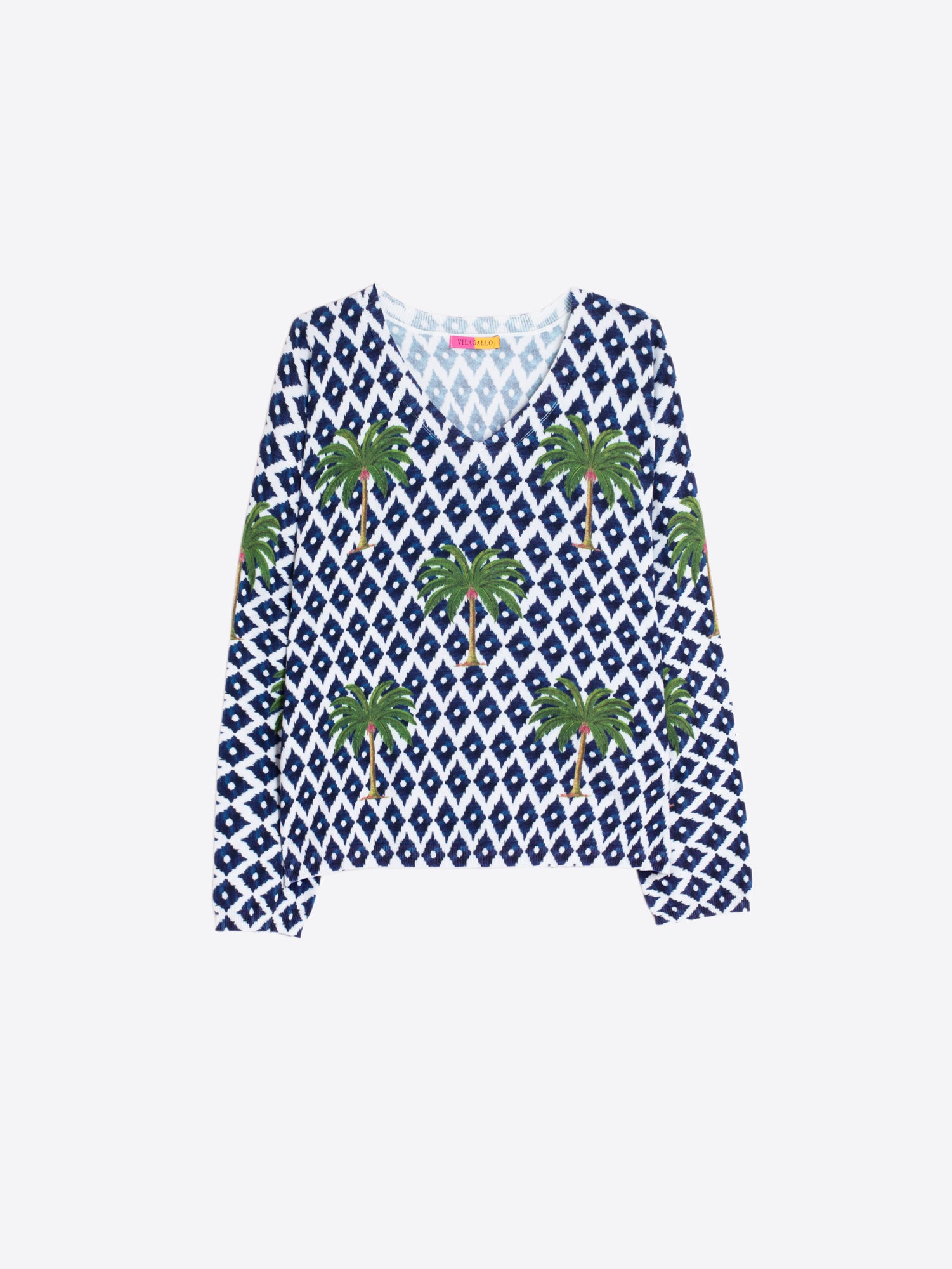 JERSEY AZUL ESTAMPADO PALMERAS