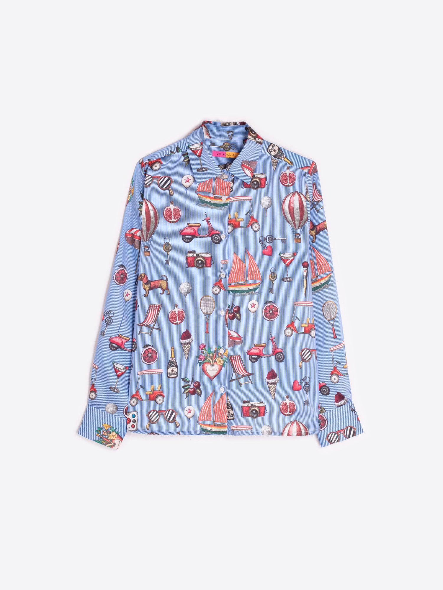 CAMISA AZUL ESTAMPADO VACACIONES