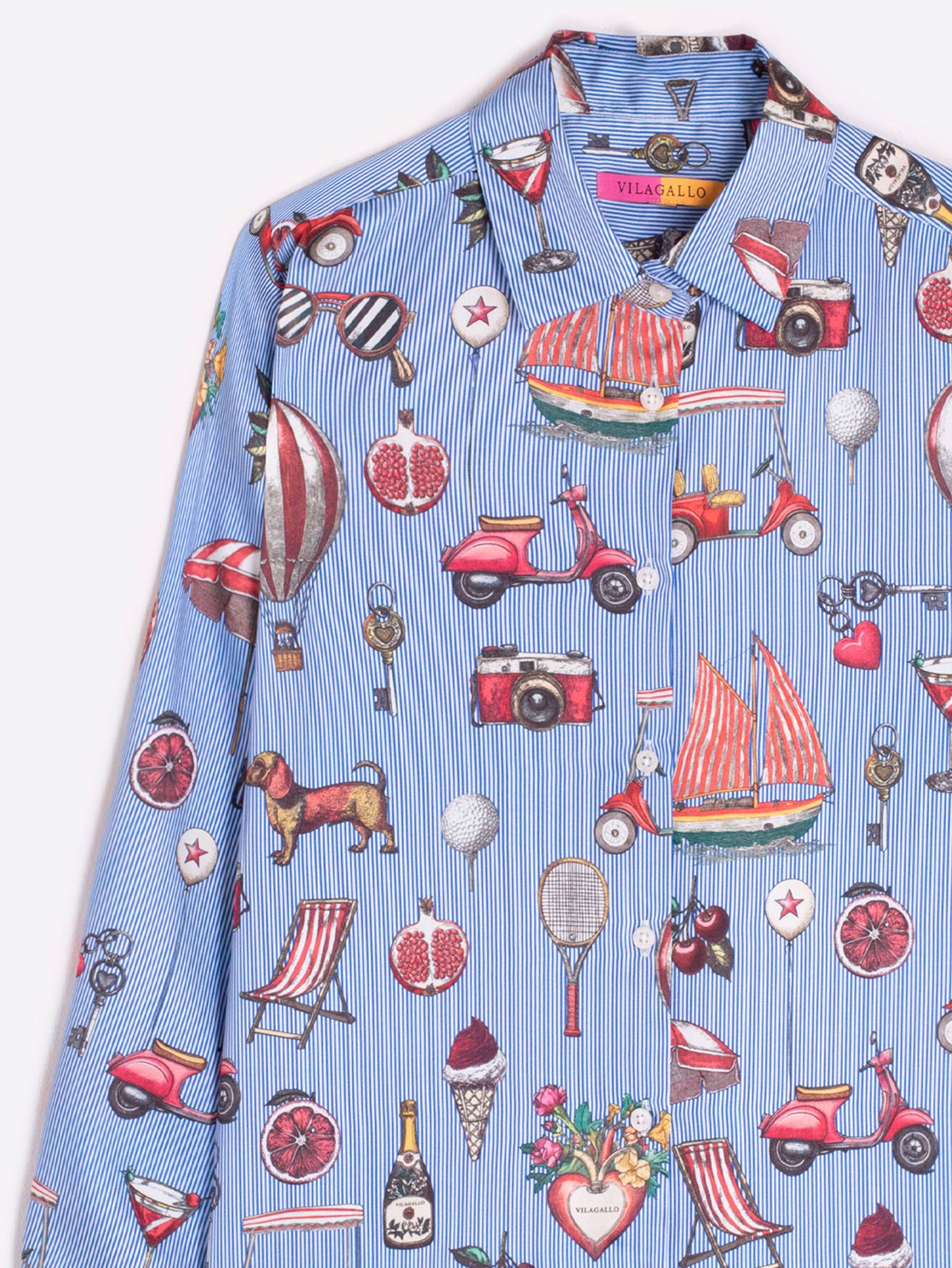 CAMISA AZUL ESTAMPADO VACACIONES
