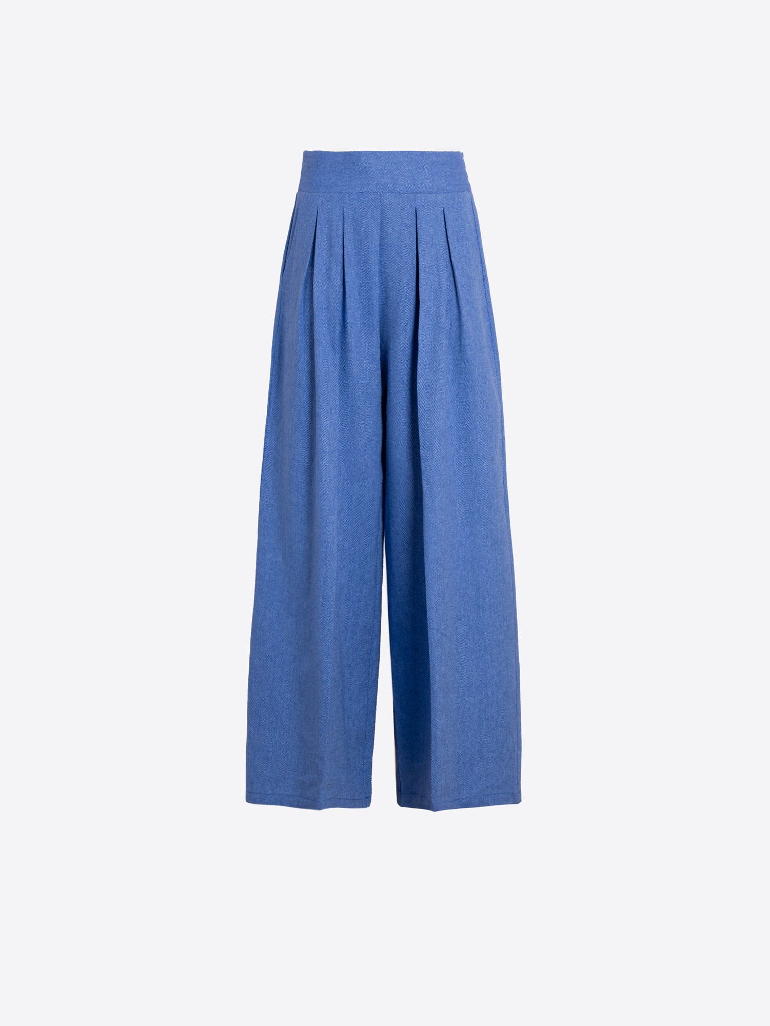 PANTALÓN ANCHO AZUL TABLAS DELANTERAS