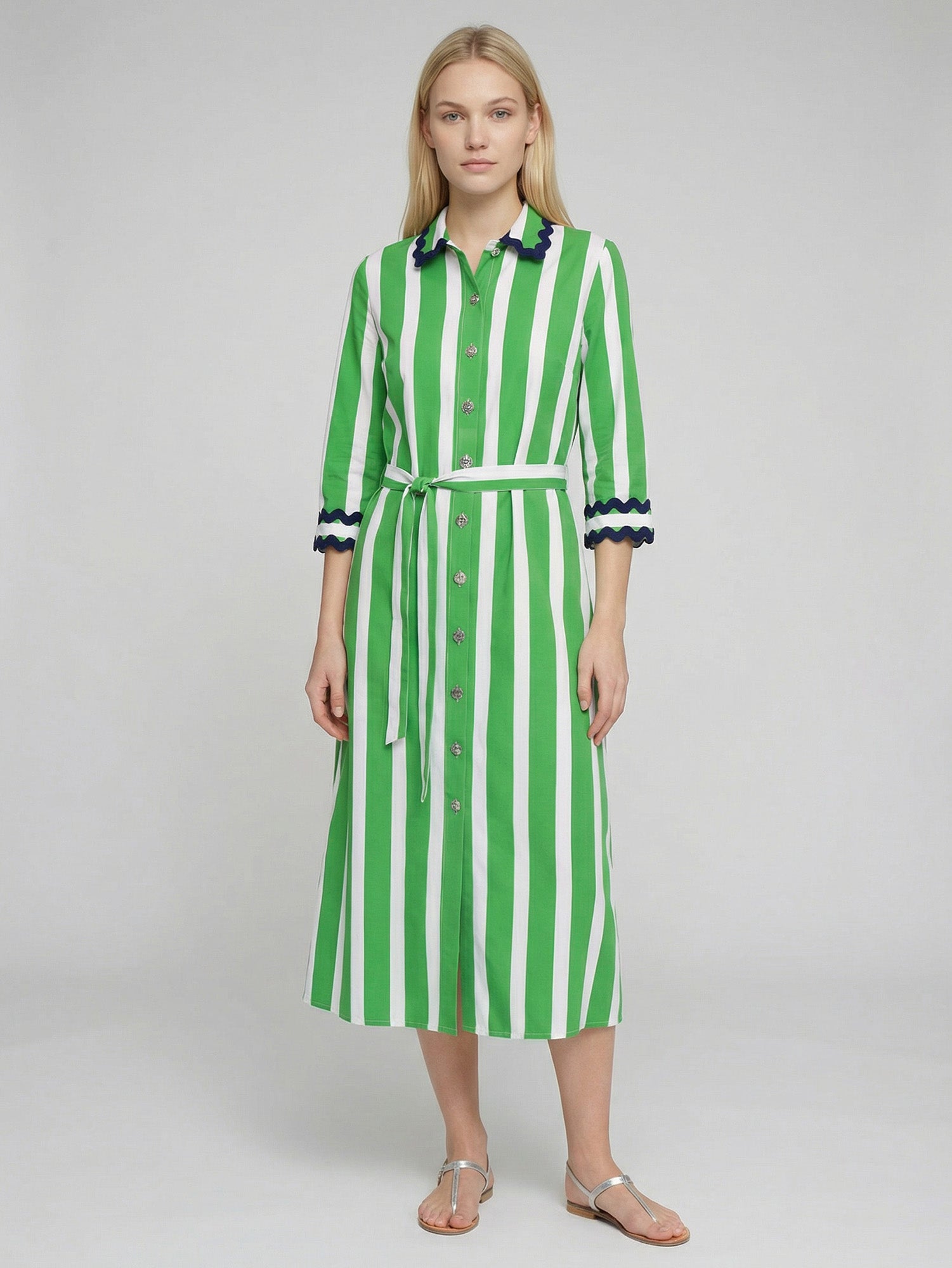 VESTIDO CAMISERO RAYAS VERDE