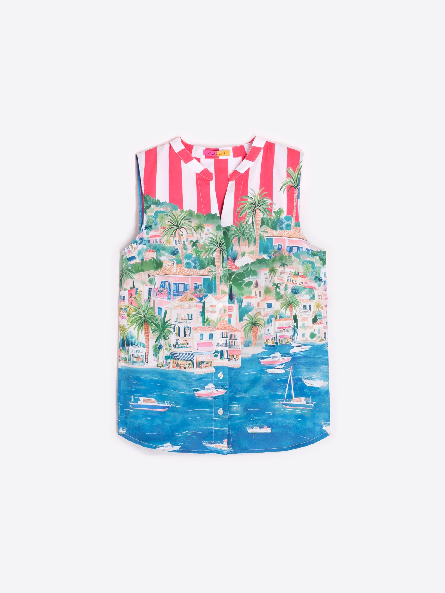 CAMISA ESTAMPADO COSTA Y RAYAS ROJAS