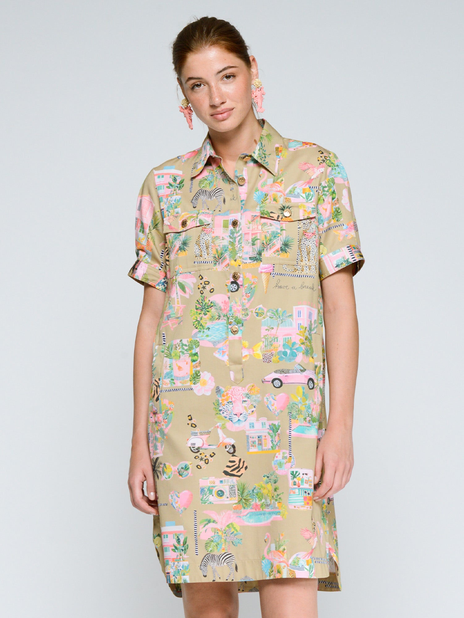 VESTIDO CAMISERO ESTAMPADO ARENA