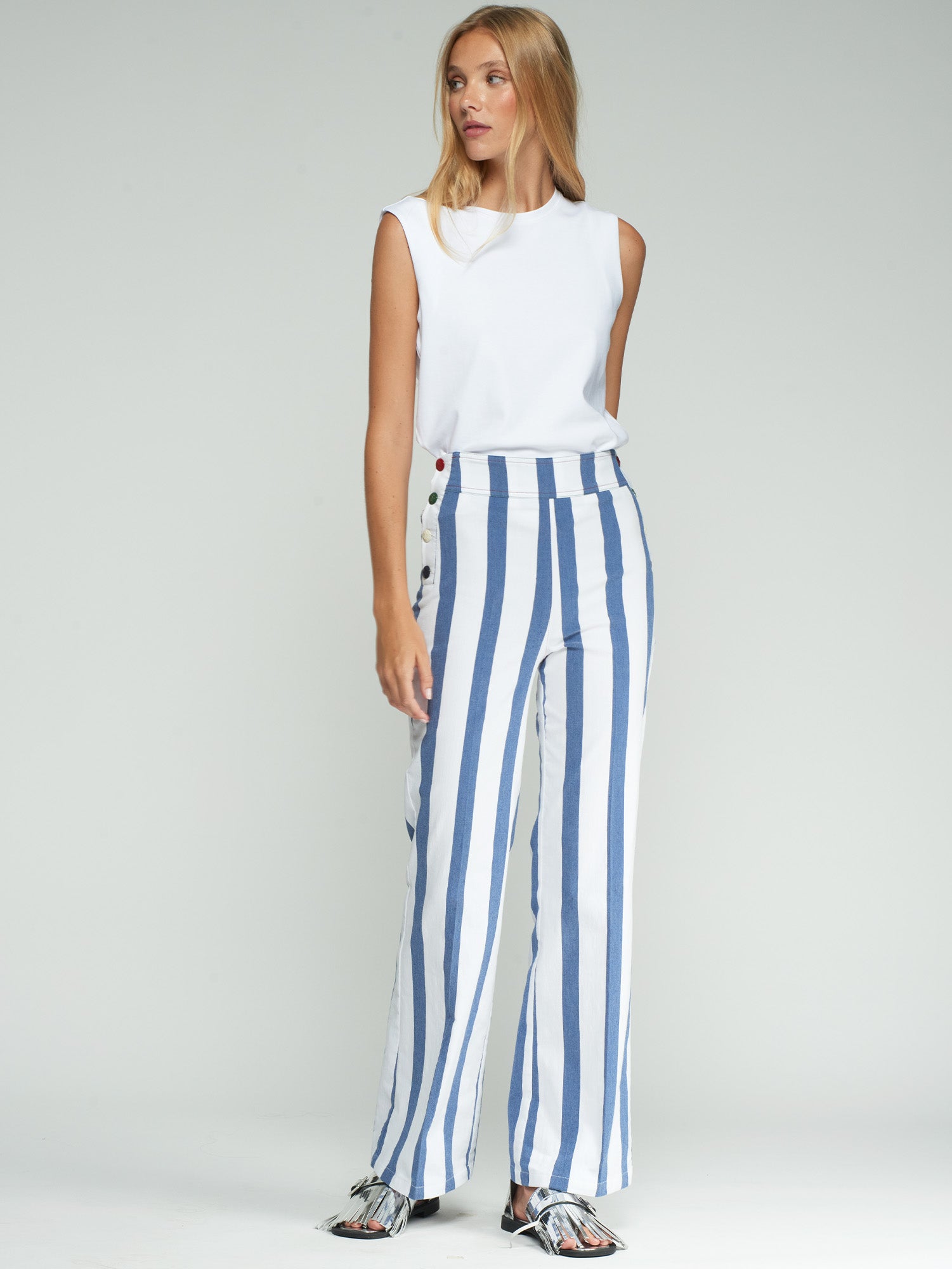 PANTALÓN MARINERO RAYAS AZUL Y BLANCO
