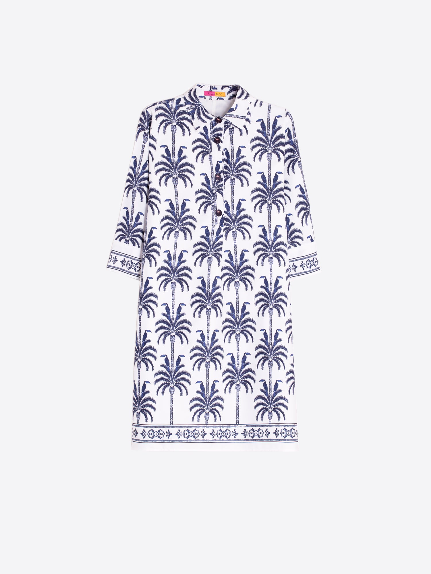 VESTIDO ESTAMPADO PALMERAS AZUL