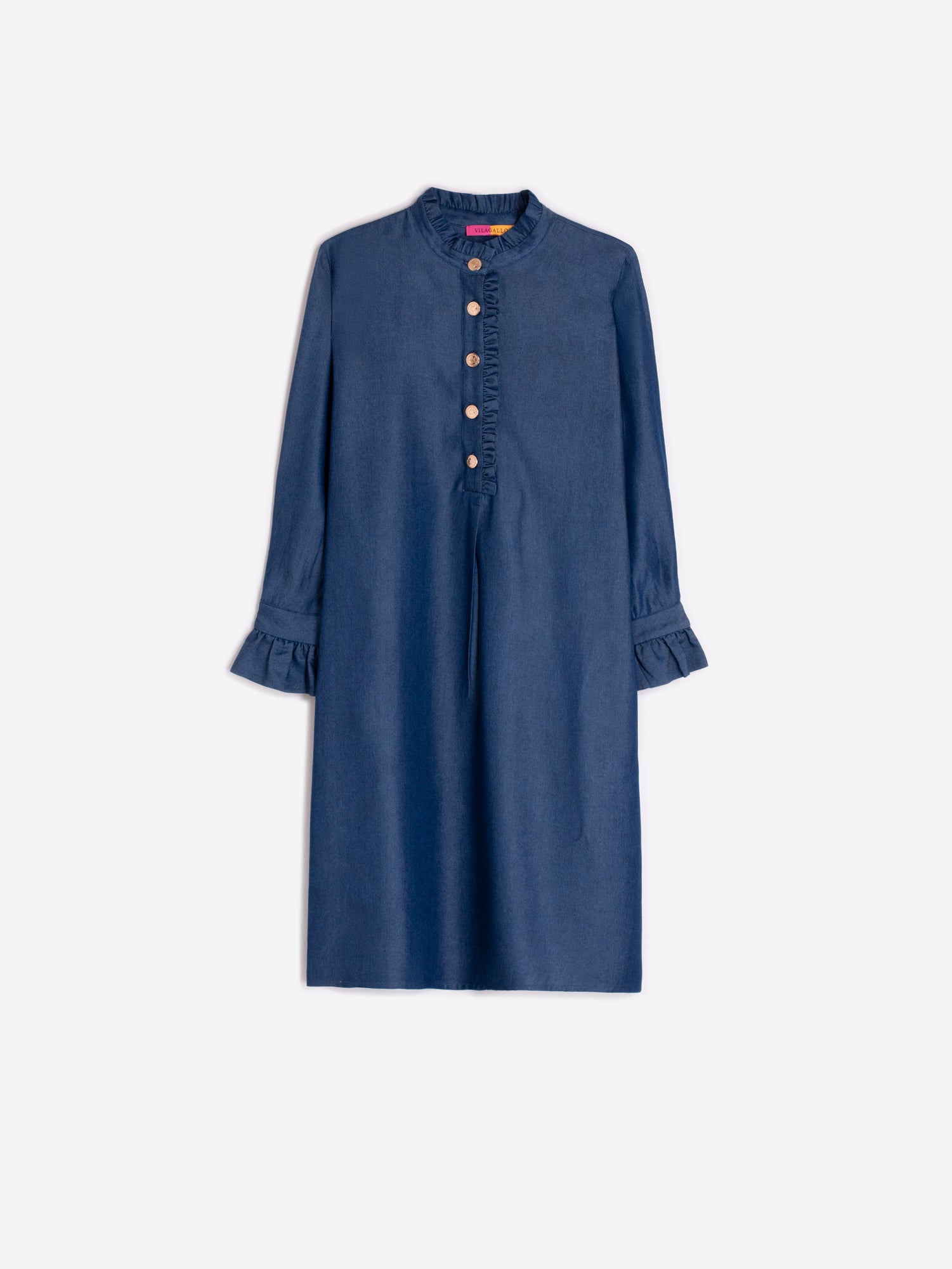 VESTIDO DENIM AZUL VOLANTES