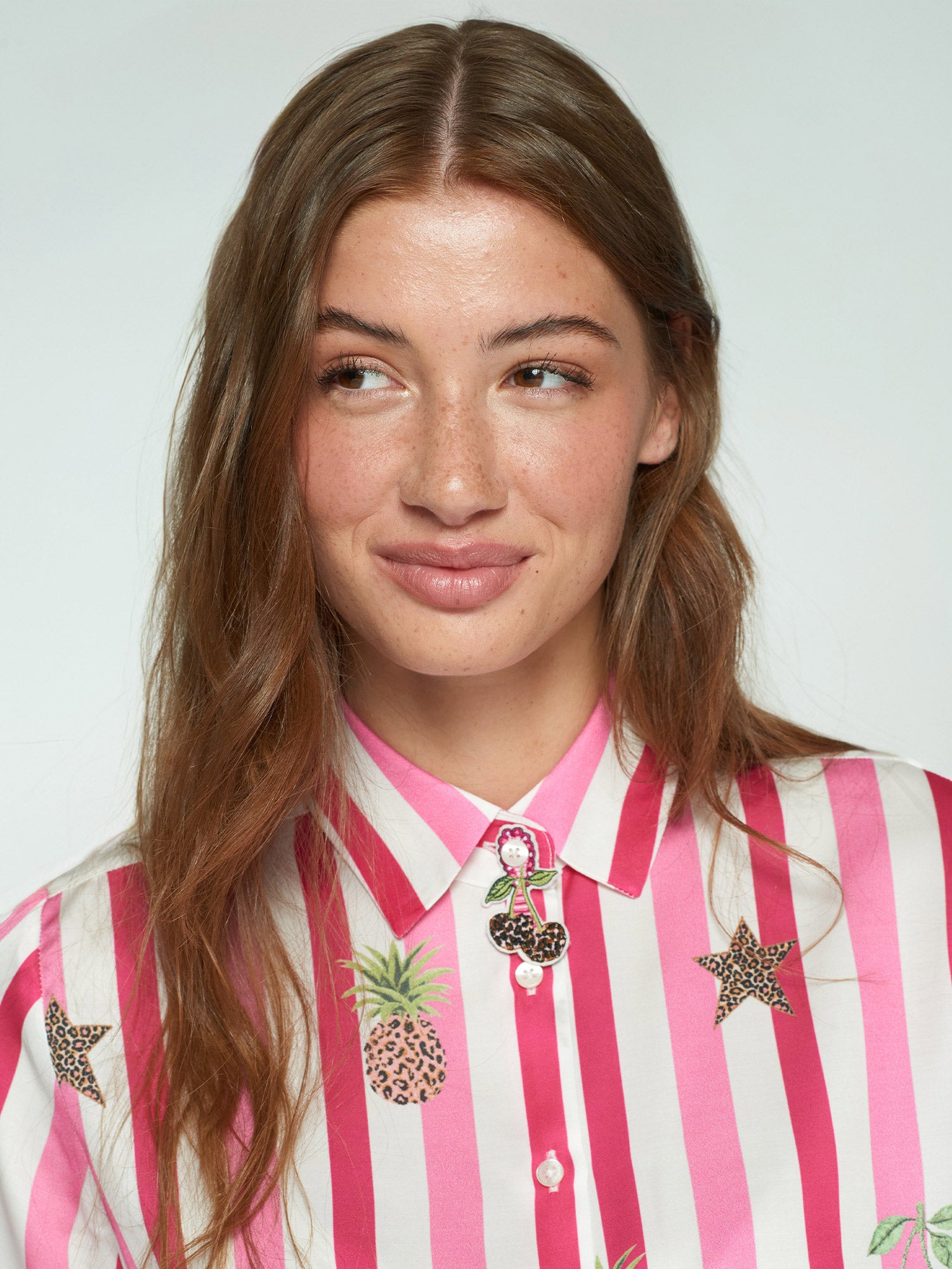 CAMISA RAYAS ROSA PIÑA LEOPARDO