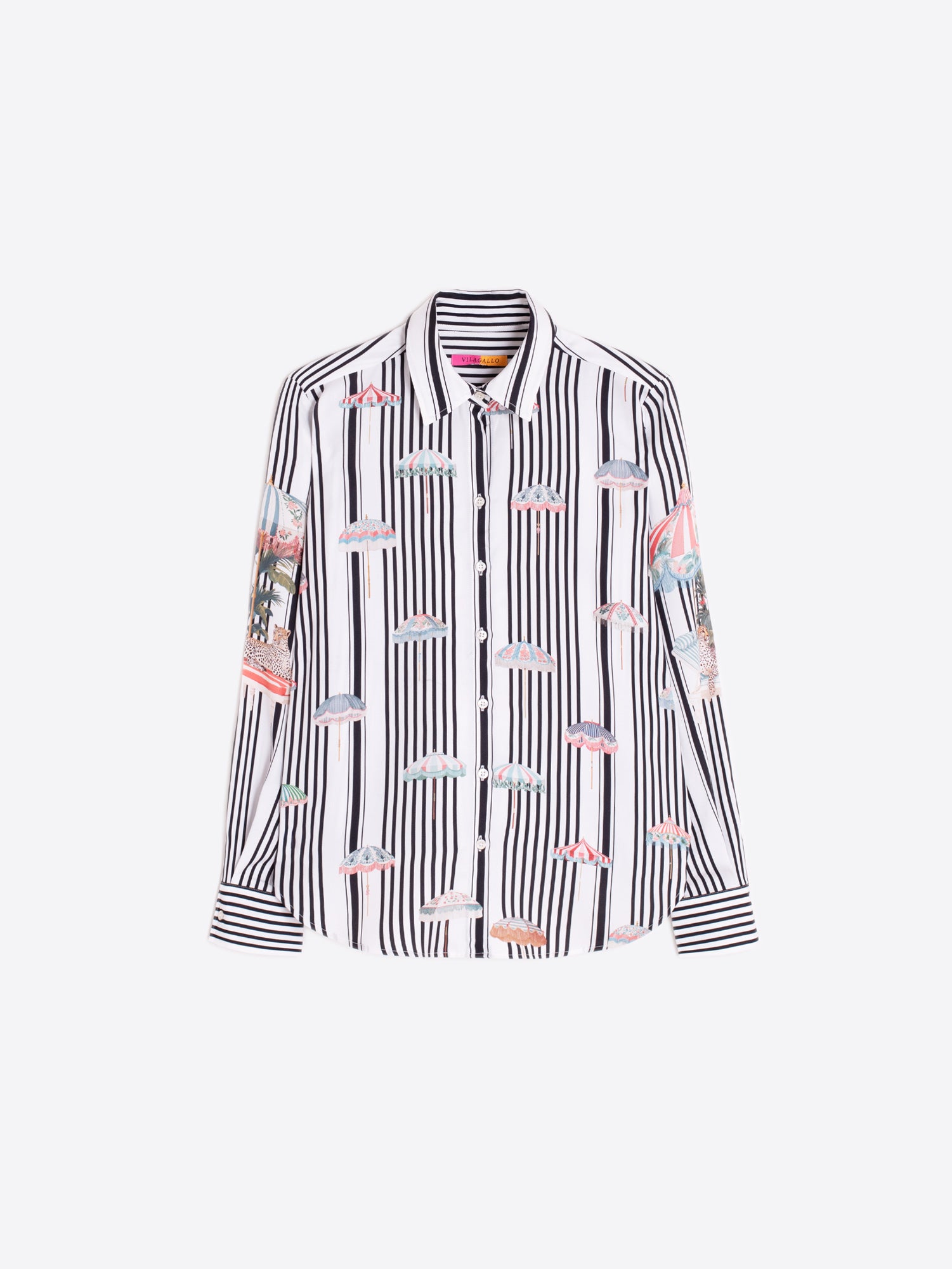 CAMISA RAYAS NEGRO ESTAMPADO SOMBRILLAS