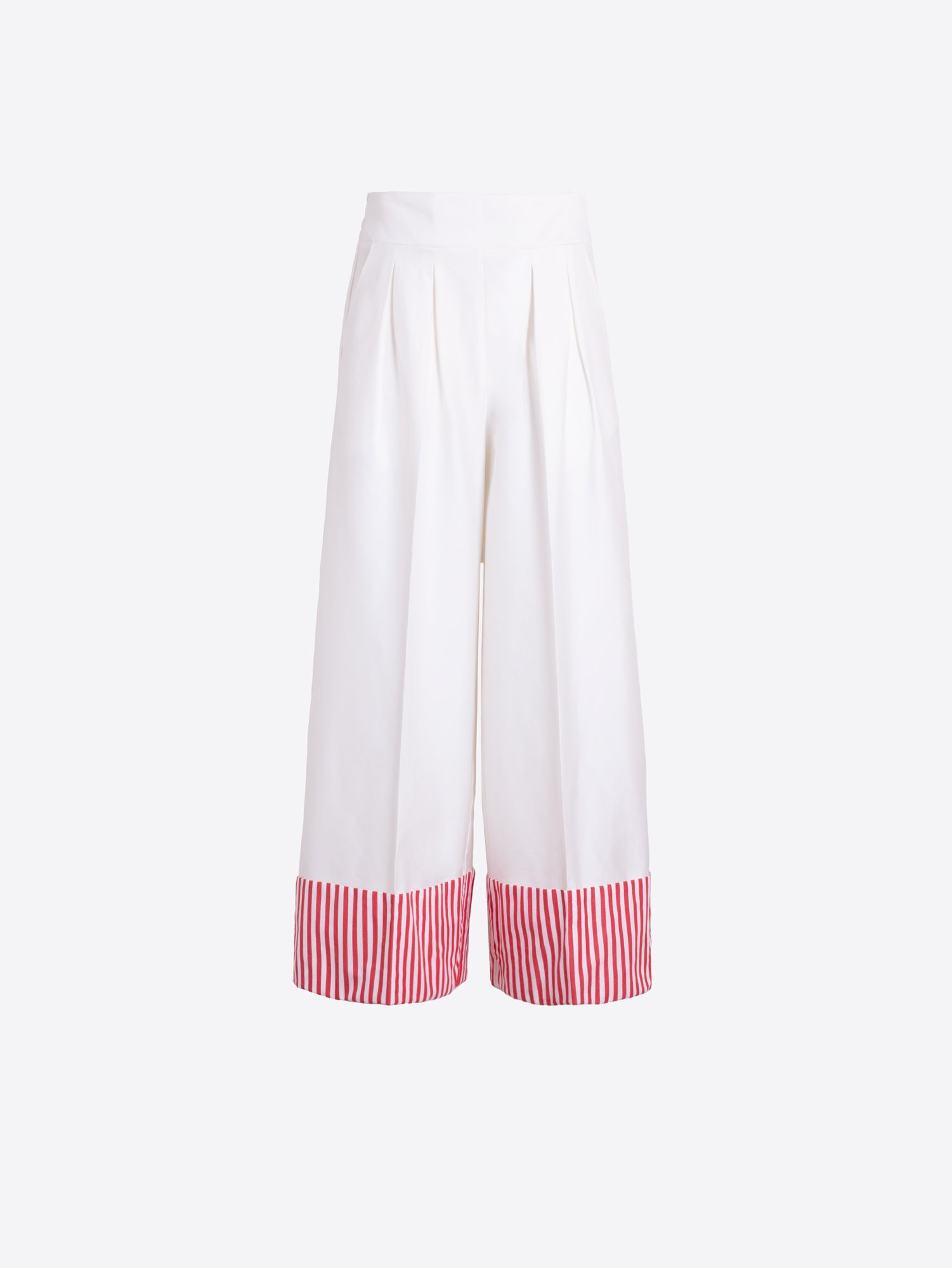 PANTALÓN BLANCO PUÑO RAYAS ROJAS