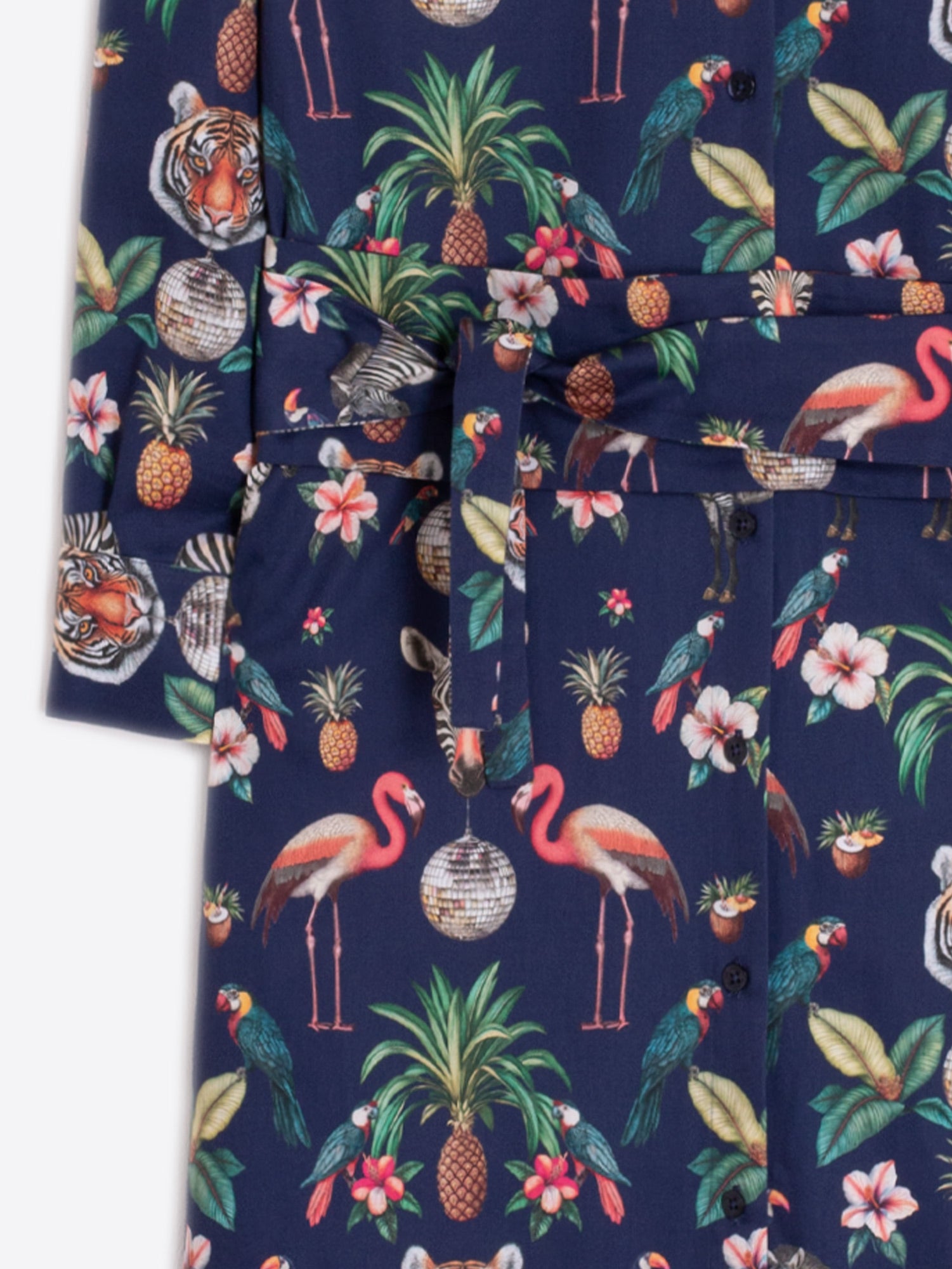 VESTIDO CAMISERO ESTAMPADO SELVA AZUL MARINO